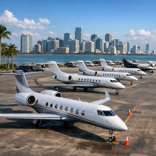 Miami Business Jets on a Ramp-1
