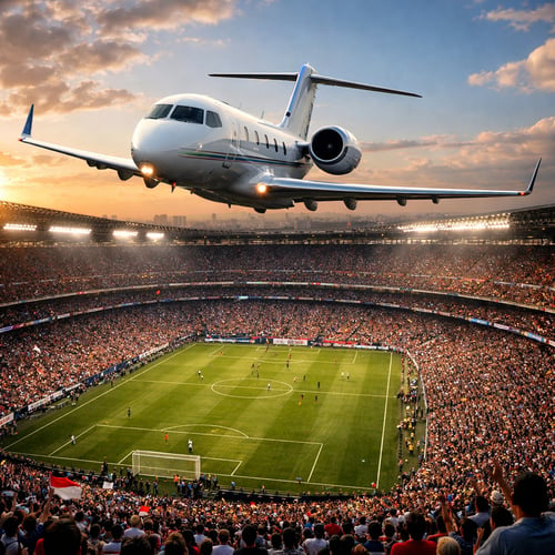 Private Jet Over Soccer Stadium-1